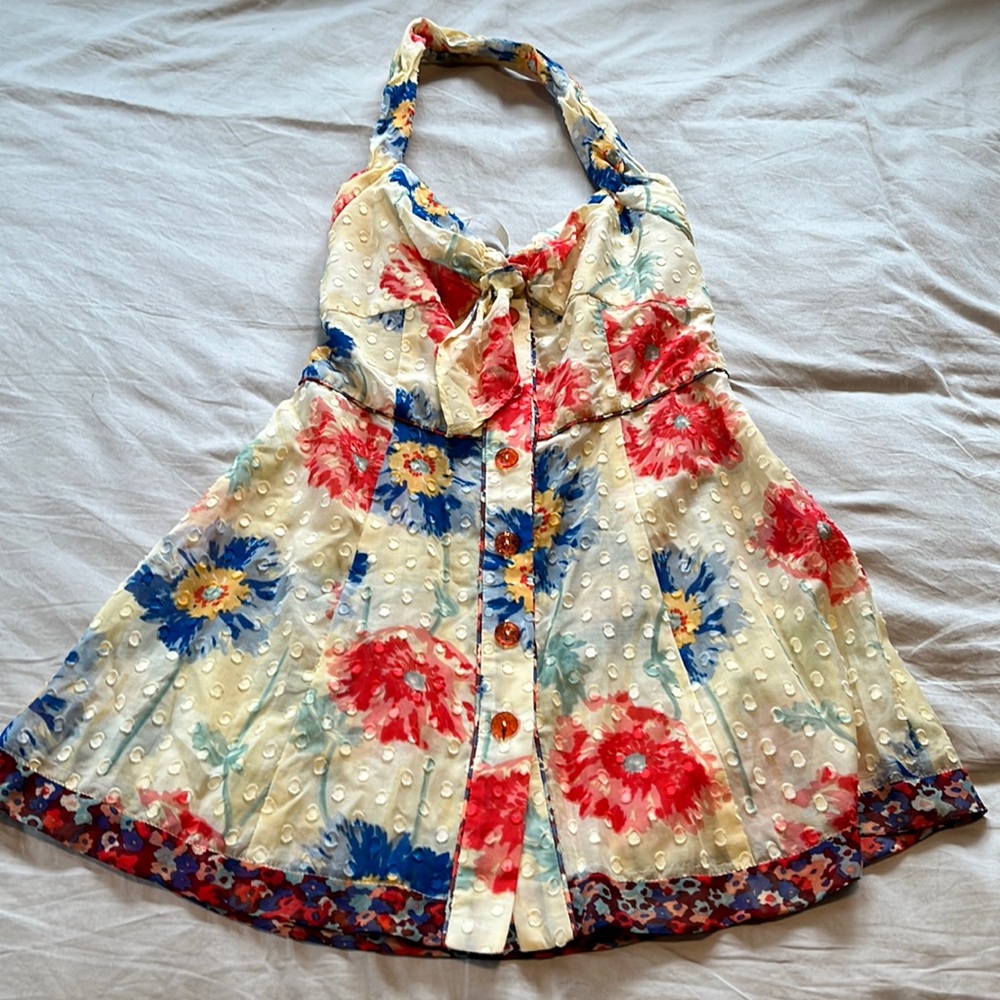 Anna Sui floral halter tank